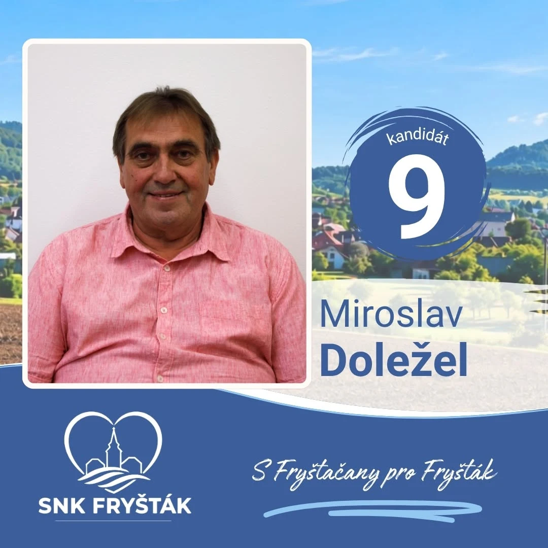 Miroslav Doležel v růžové košili na kandidátské fotografii